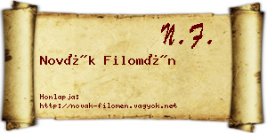 Novák Filomén névjegykártya